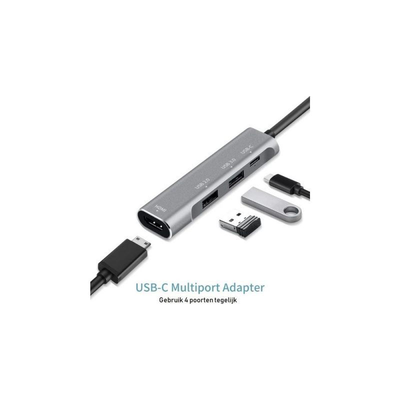DrPhone DEX1 - 4 in 1 USB C-hub - DEX Ondersteuning + USB Type C 3.1- 4K HDMI-adapter – Multipoort Dock - 80W USBC PD poort - Afbeelding 3
