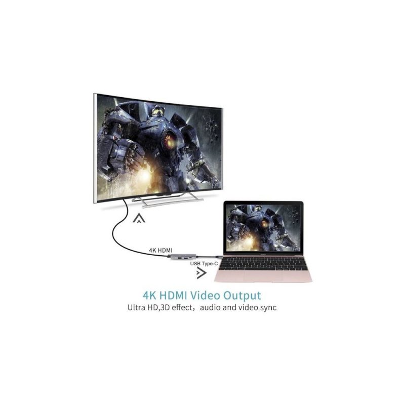DrPhone DEX1 - 4 in 1 USB C-hub - DEX Ondersteuning + USB Type C 3.1- 4K HDMI-adapter – Multipoort Dock - 80W USBC PD poort - Afbeelding 5