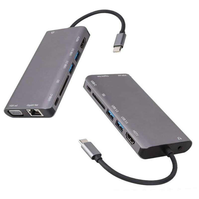 DrPhone HB8 USB C Hub - 8 in 1 - USB3.0x2 + HDMI 4K /VGA 1080P+Jack 3.5+Gigabit Network LAN + Type-C(Pd) 87W - Afbeelding 16