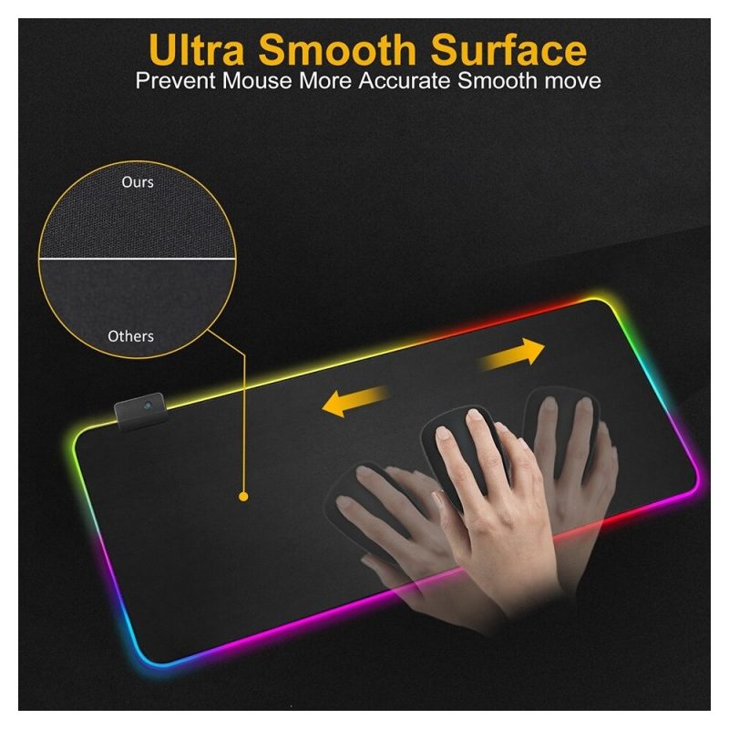 DrPhone QWR Muismat – 300x800x4mm - Muismat – RGB LED Verlichting – Gaming – Anti-Slip - Waterproof - Mousepad – Extra groot - Afbeelding 4