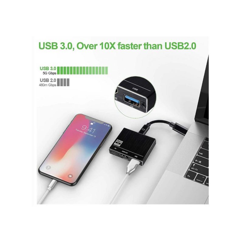 DrPhone THD3 - USB-C HUB - Type-C naar HDMI 4K 60Hz - 100Hz - Power Delivery (PD) 100W Opladen & USB 3.0 Adapter voor o.a MacBook/Nintendo Switch/Dell/Dex/HP - Afbeelding 8