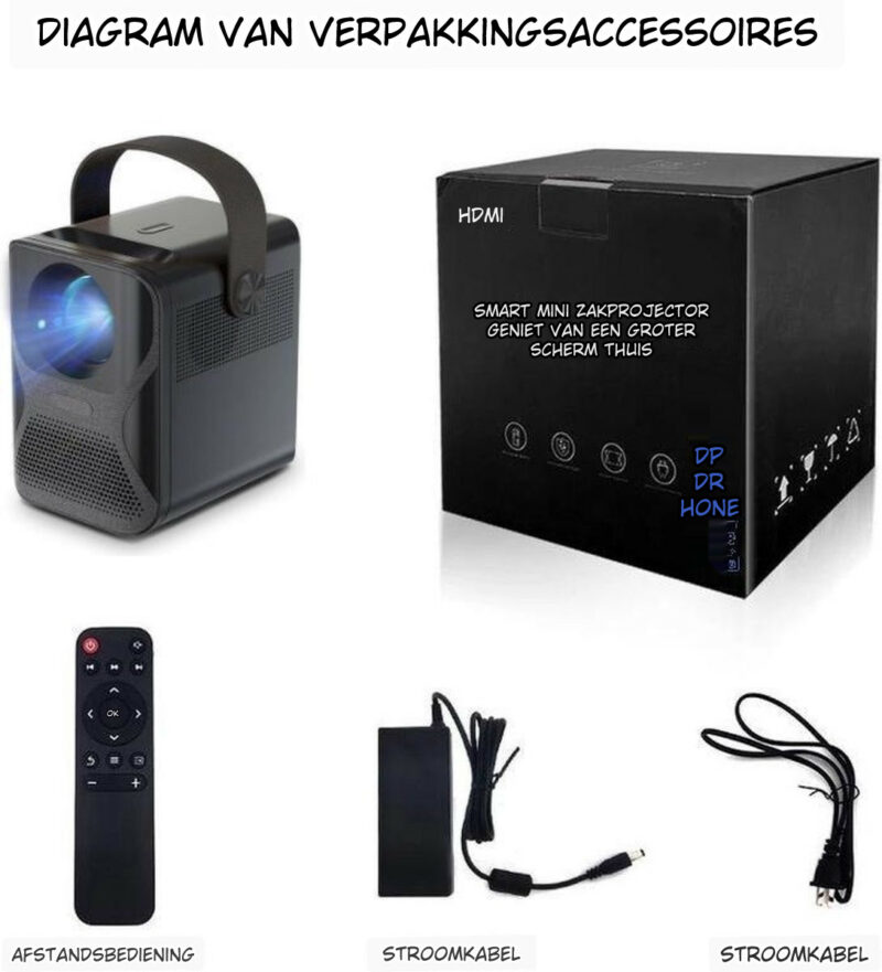 ELEMENTKEY BEAM LITE ® + Muis – WiFi Full HD Projector - Mini Beamer – Geschikt voor Netflix - Home Cinema – Android Systeem – 3300 Lumen- 3000:1 Contrast Ratio - 55W - Airplay / DLNA - Zwart - Afbeelding 13