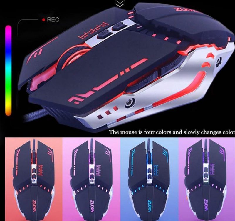 Elementkey ZUOYA - 3D Gaming Muis Verstelbaar 3200 DPI - Bedraad - 6 Knoppen Optische USB Game Muis - 1.5 Meter - Zilver - Afbeelding 6