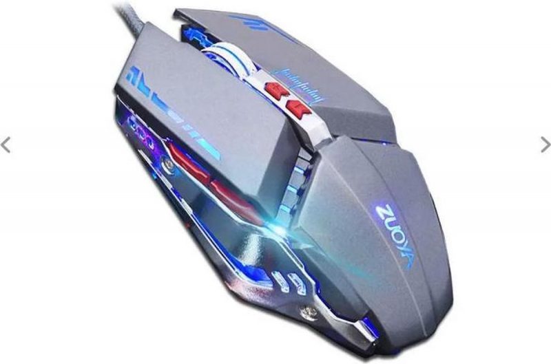 Elementkey ZUOYA - 3D Gaming Muis Verstelbaar 3200 DPI - Bedraad - 6 Knoppen Optische USB Game Muis - 1.5 Meter - Zilver - Afbeelding 2