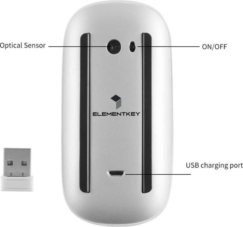 Elementkey BM8 Light - Wireless Touch Sensor - Draadloos Bluetooth 5.0 Muis - Voor Computer/ Tablet Muis - Voor/ Windows / Android - Wit - Afbeelding 8