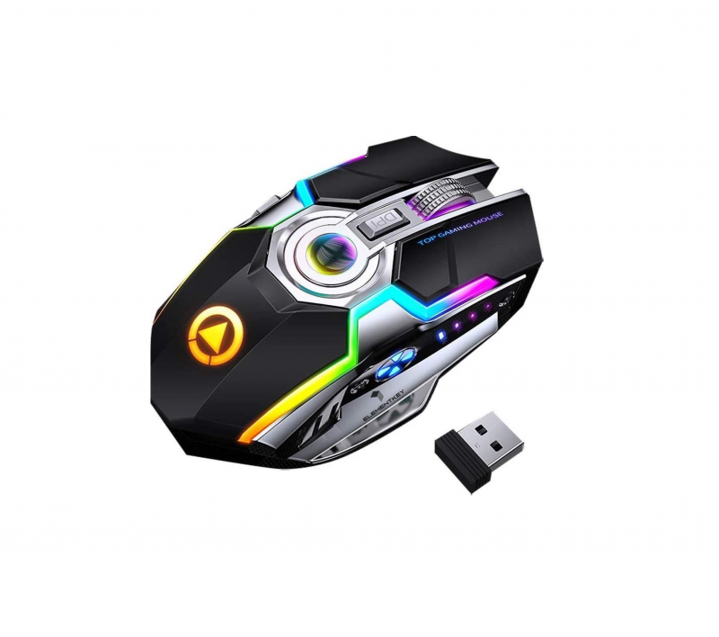 Elementkey DML4 Draadloze USB 2.4Ghz Gaming Muis met RGB verlichting- Stille Ergonomische muis met metalen scroller - Zwart