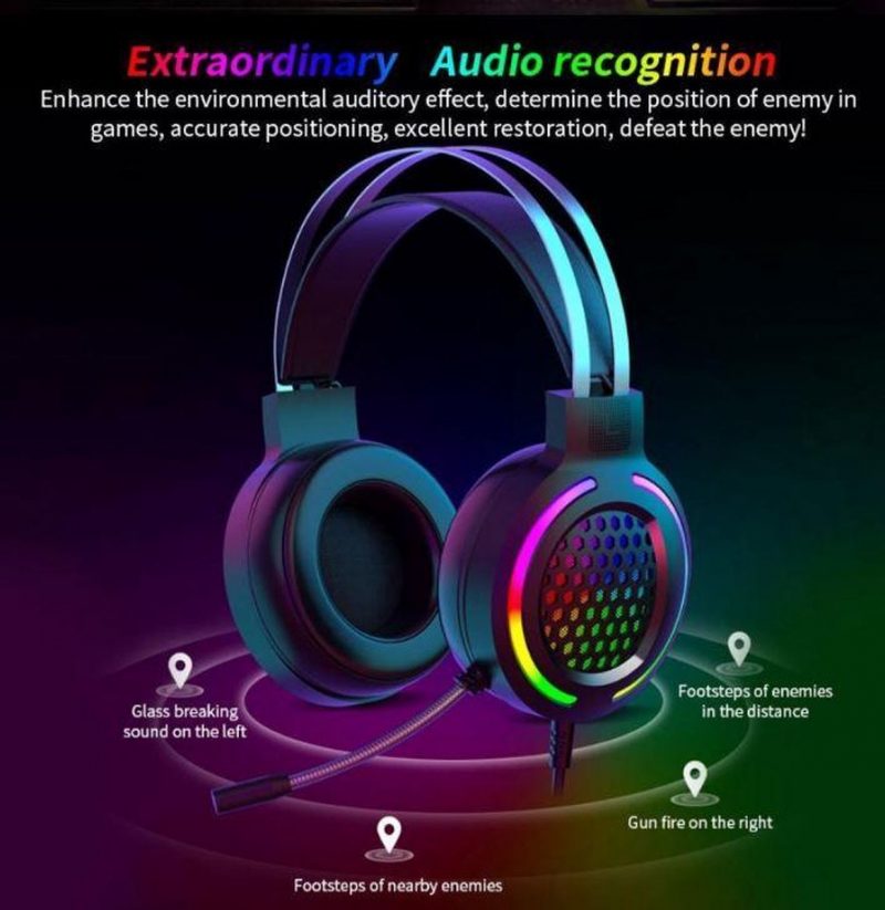 Elementkey GH10 Gaming Headset met RGB - 7.1 Surround Sound met ruis onderdrukkende microfoon – Koptelefoon voor o.a PS4/PS5/GamePC/Computers & Laptops - Afbeelding 5