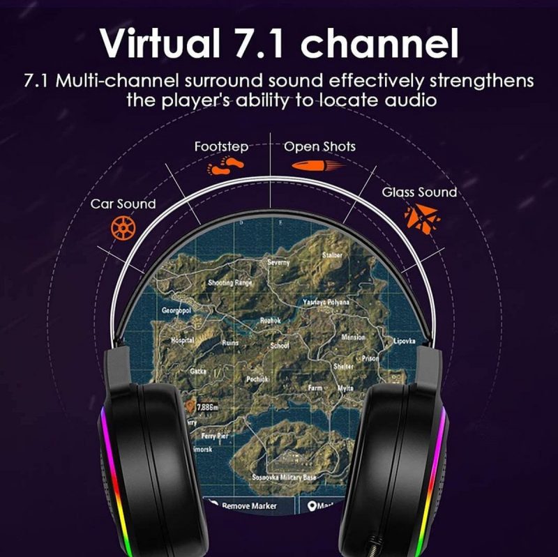 Elementkey GH10 Gaming Headset met RGB - 7.1 Surround Sound met ruis onderdrukkende microfoon – Koptelefoon voor o.a PS4/PS5/GamePC/Computers & Laptops - Afbeelding 15