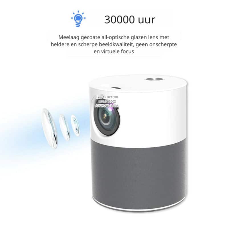ELEMENTKEY BEAM6 - WiFi Full HD Projector - Android 9.0 – 120 ANSI - Airplay / DLNA - Bluetooth + 5Ghz projector – Wit/Grijs - Afbeelding 4