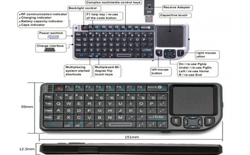 ELEMENTEY KB4 2.4Ghz USB Mini Draadloze Toetsenbord met TouchPad Muis -Geschikt voor PC, Notebook, Smart TV, HTPC, Android TV BOX, etc.vvvvvvvvvvvvvvvvvvvvv - Afbeelding 10