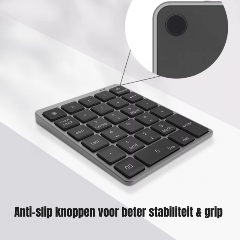 Elementkey UNK2 Numeriek Bluetooth Toetsenbord - 28 toetsen–  Aluminium – Multi toetsen – Scissor Toetsen – Metal grey - Afbeelding 12