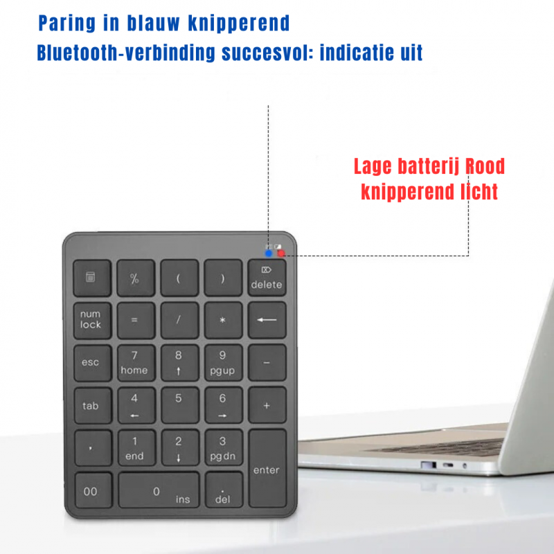 Elementkey UNK2 Numeriek Bluetooth Toetsenbord - 28 toetsen–  Aluminium – Multi toetsen – Scissor Toetsen – Metal grey - Afbeelding 11