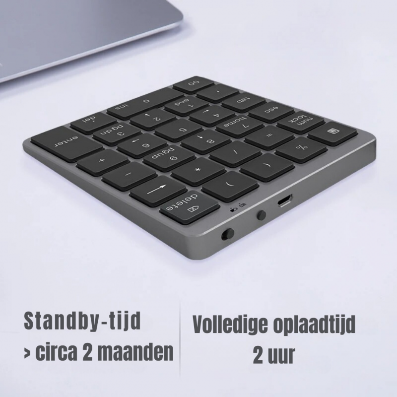 Elementkey UNK2 Numeriek Bluetooth Toetsenbord - 28 toetsen–  Aluminium – Multi toetsen – Scissor Toetsen – Metal grey - Afbeelding 3