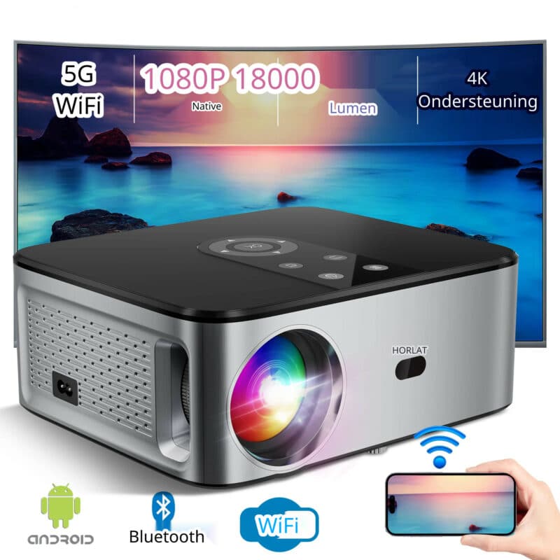 Elementkey BeamBurst – 8K LED - 5G WiFi - High End Beamer Projector – 700 ANSI Lumen – Bluetooth 5.1 - Home Theater - 300 Inch – Android System - Zilver - Afbeelding 8