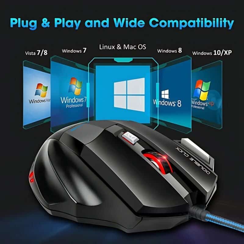 Elementkey HyperClaw V3 – Bedrade Gaming Muis – RGB-verlichting - 800 / 1200 / 2400 DPI - 7 Knoppen – Ergonomische Muis – Duimsteun - Zwart - Afbeelding 4