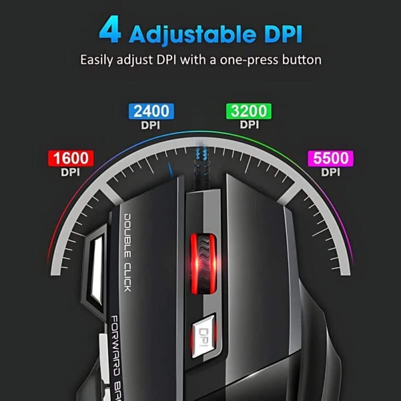 Elementkey HyperClaw V3 – Bedrade Gaming Muis – RGB-verlichting - tot 3200 DPI - Multiknoppen + Extra Fire knop – Ergonomische Muis – Duimsteun - Zwart - Afbeelding 5