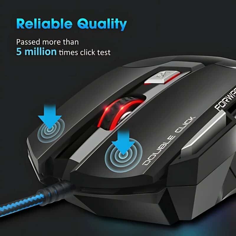 Elementkey HyperClaw V3 – Bedrade Gaming Muis – RGB-verlichting - 800 / 1200 / 2400 DPI - 7 Knoppen – Ergonomische Muis – Duimsteun - Zwart - Afbeelding 6